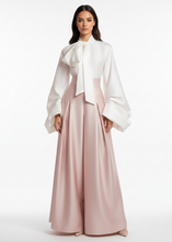 Set of Tafetta Blouse with Wide-Leg Pants