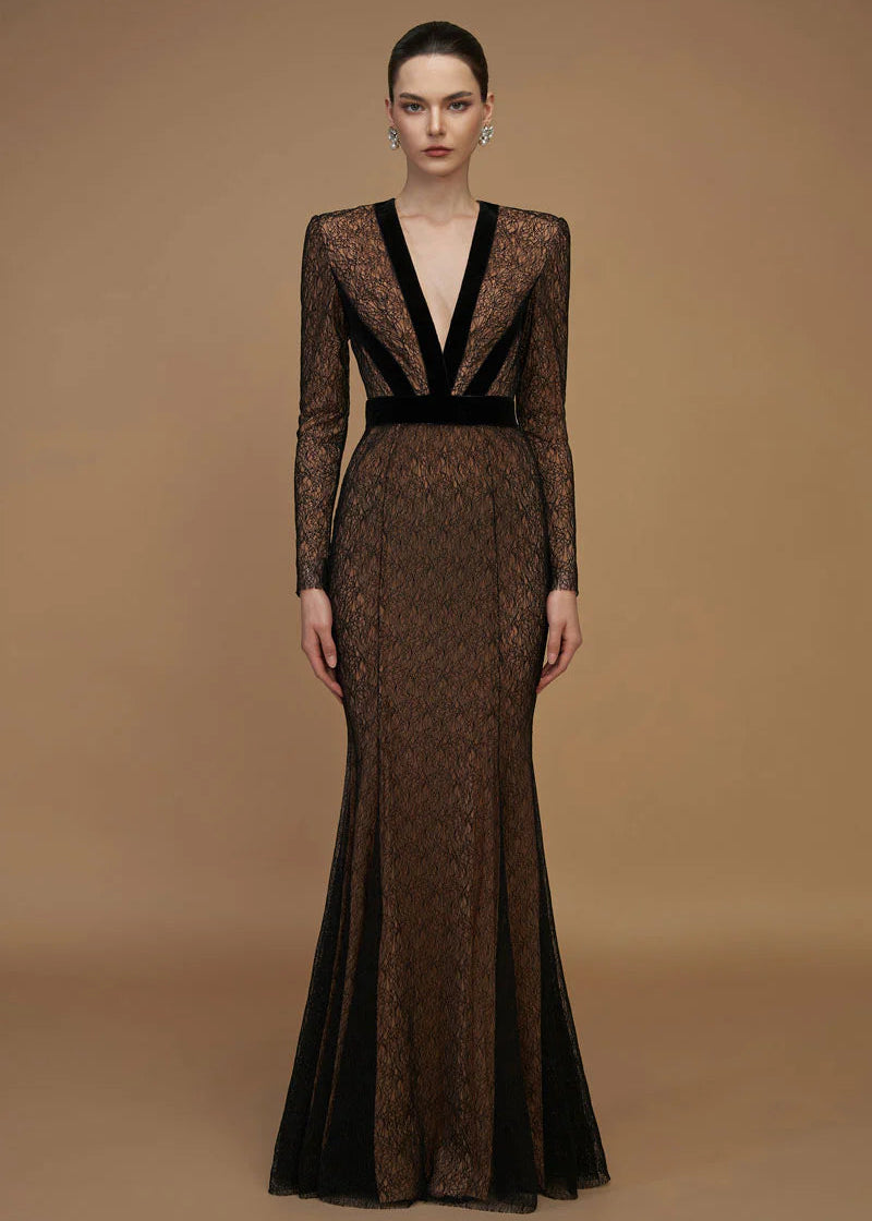 V-Neck Mermaid Gown