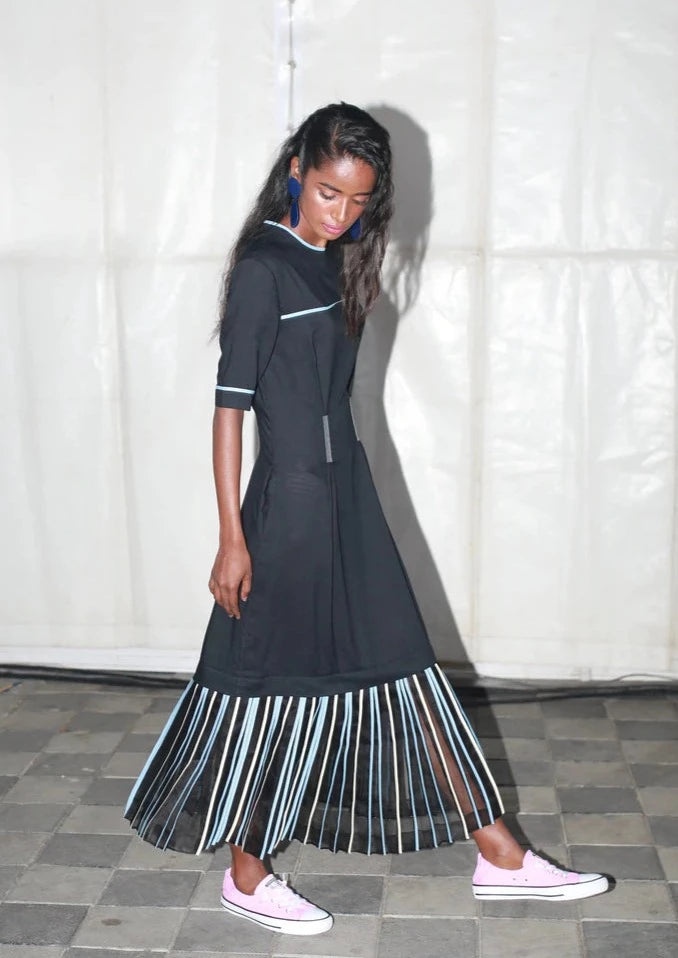 pleated bottom dress Bottom Pleated Dress IN:Black